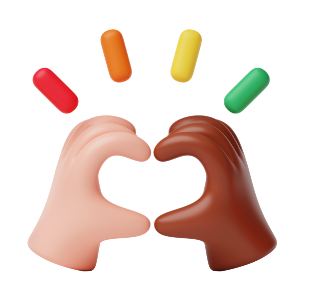 Illustration mit Händen als Symbol für Vielfalt und Gemeinschaft